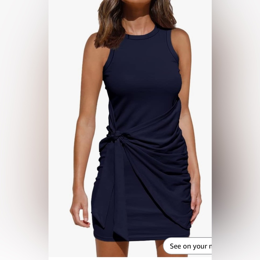 Elegant Navy Blue Sleeveless Dress